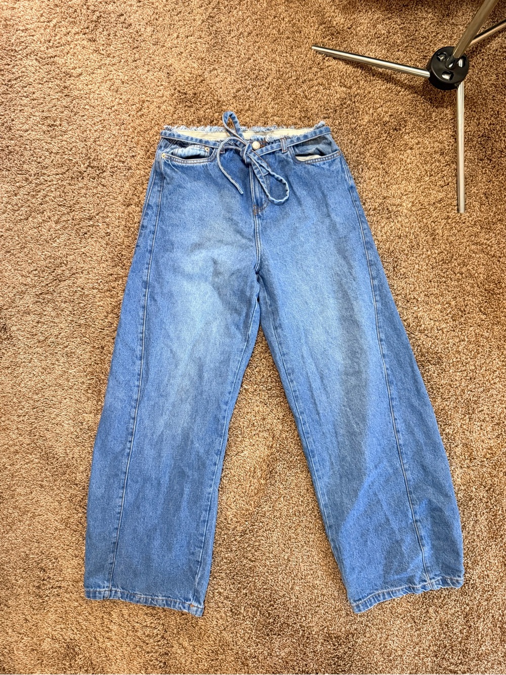 FARM Rio High-Waist Wide-Leg Jeans Distressed Waistband Y2K barrel US size 6